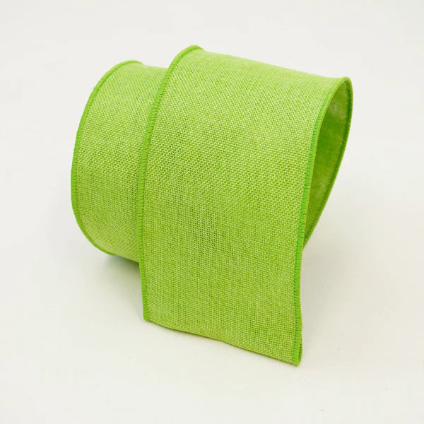 2.5"X10YD SPRING LINEN LIME - Burlap and Bling Decor