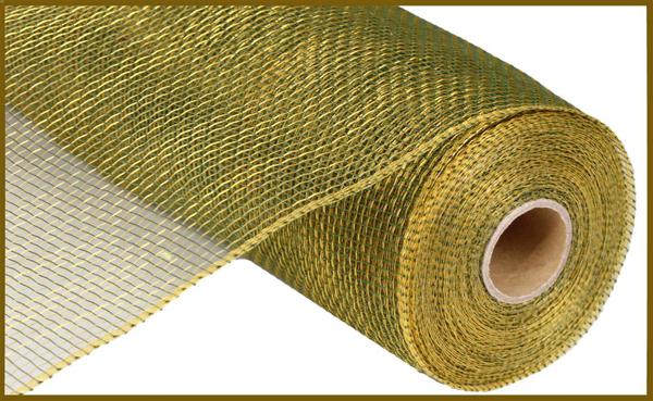 10"X10YD TWO TONE MESH MOSS GREEN/GOLD - Burlap and Bling Decor