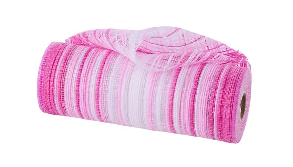 10"X10YDS VERTICAL OMBRE STRIPE MESH HOT PINK/PINK/WHITE - Burlap and Bling Decor