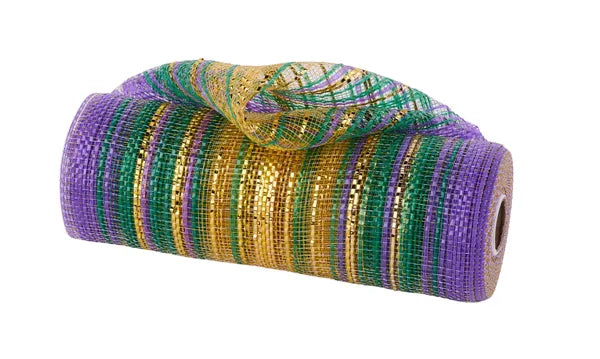 10"X10YD VERTICAL OMBRE W/FOIL MESH MARDI GRAS - Burlap and Bling Decor