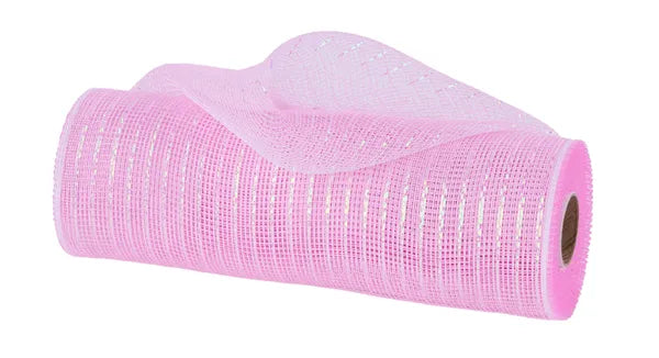 10.25"X10YD IRID FOIL MESH Irid Pastel Pink/White - Burlap and Bling Decor