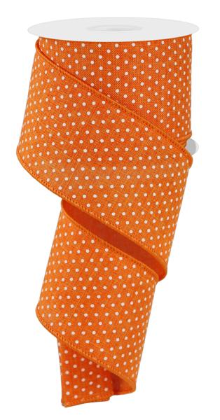 2.5"X10YD RAISED SWISS DOTS ON ROYAL NEW ORANGE/WHITE