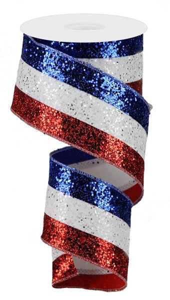 2.5"X10YD 3-IN-1 LARGE GLITTER RED/WHITE/ROYAL BLUE