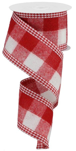 2.5"X10YD FUZZY LARGE CHECK/GINGHAM RED/WHITE - Burlap and Bling Decor