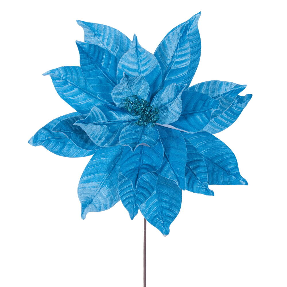 21.5" Turquoise Poinsettia 18" Flower Spray
