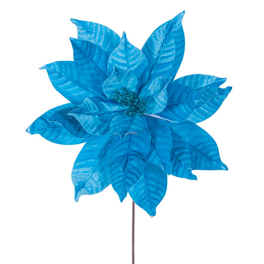21.5" Turquoise Poinsettia 18" Flower Spray