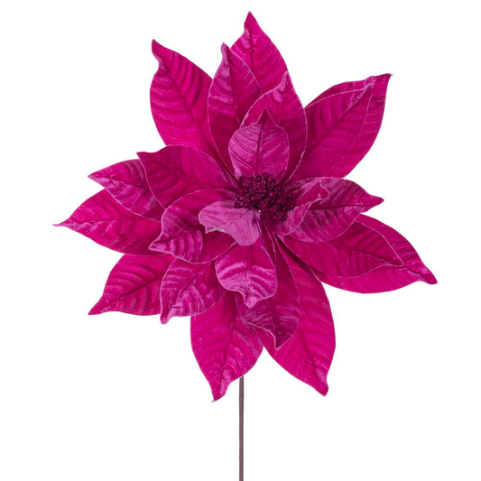 21.5" Hot Pink Poinsettia 18" Flower Spray