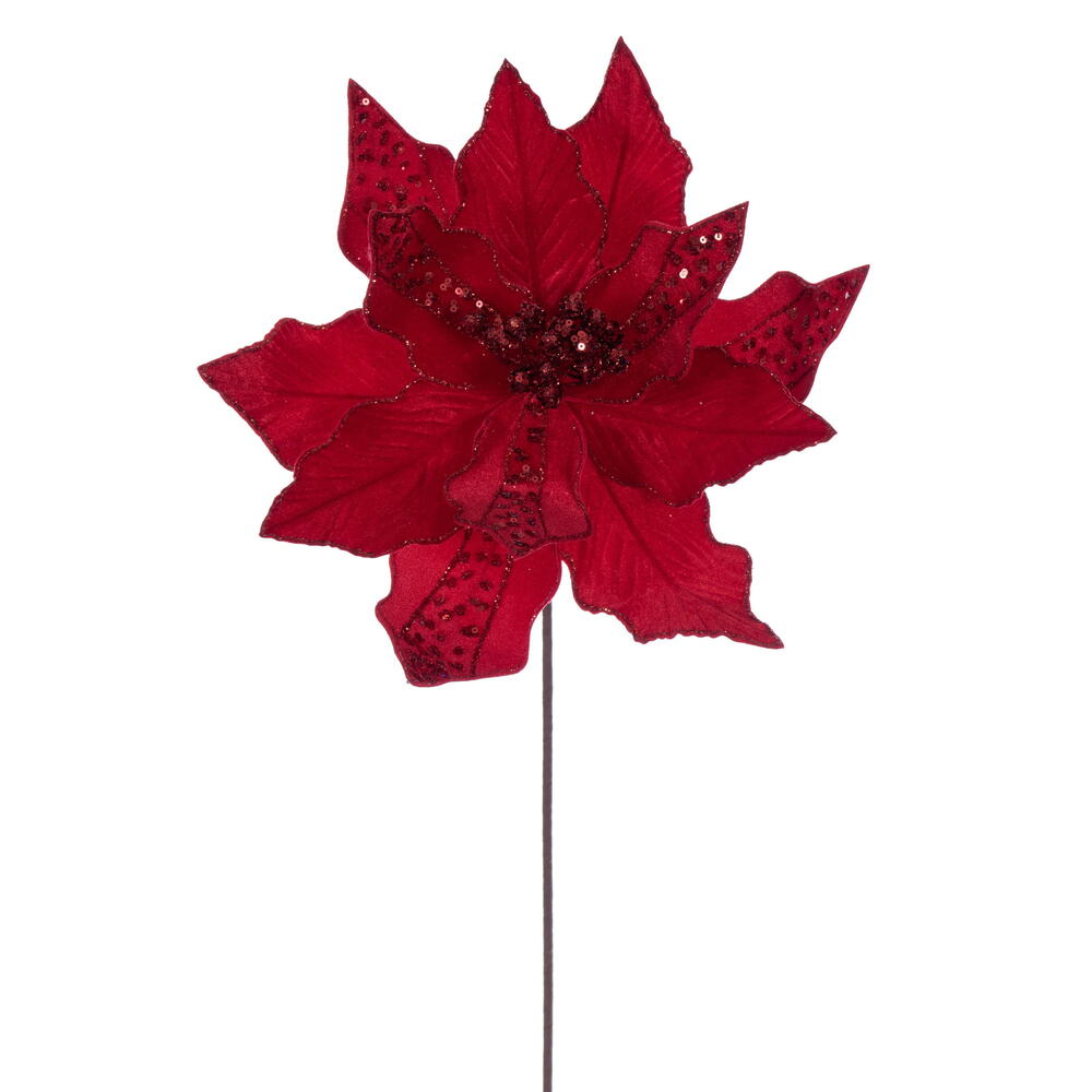 20" Red Velvet Striped 10" Flower