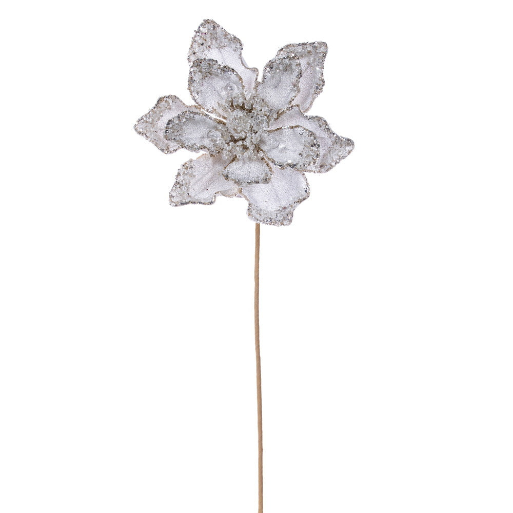 Ivory Iced Poinsettia 8.5" Flower