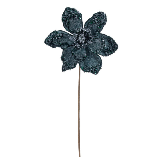 Emerald Green Iced Poinsetta 8.5" Flower