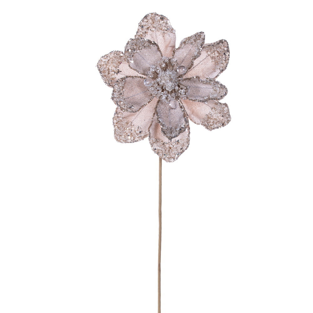 Champagne Iced Poinsettia 8.5" Flower