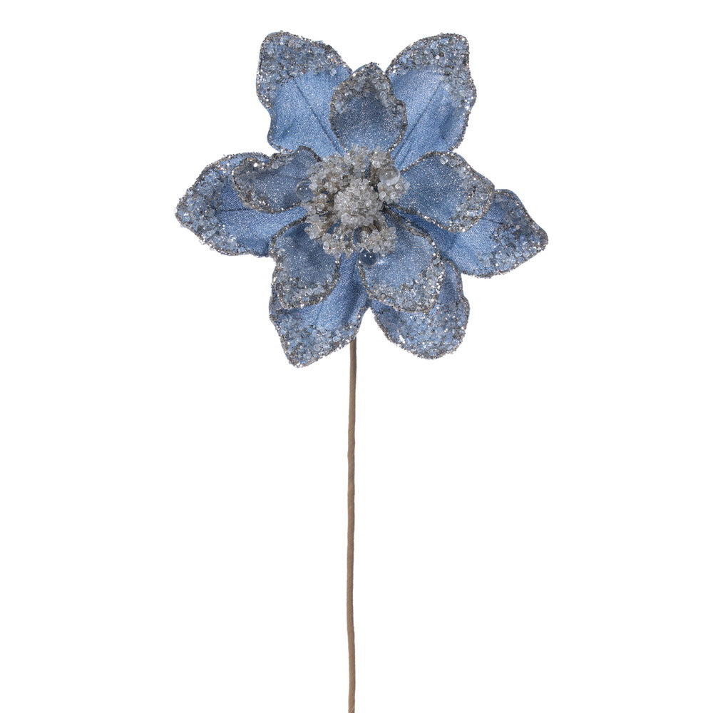 Denim Blue Iced Poinsettia 8.5" Flower