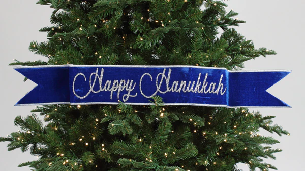 HAPPY HANUKKAH BLUE FARRISILK - Burlap and Bling Decor