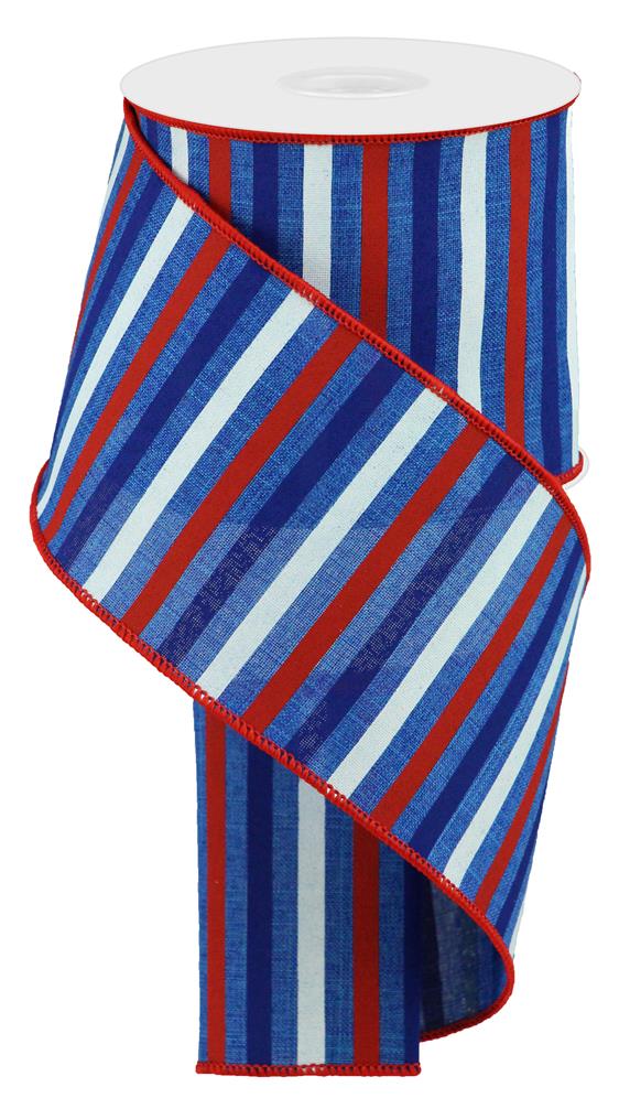 4"X10YD HORIZONTAL STRIPE ON ROYAL ROYAL BLUE/RED/BLUE/WHITE