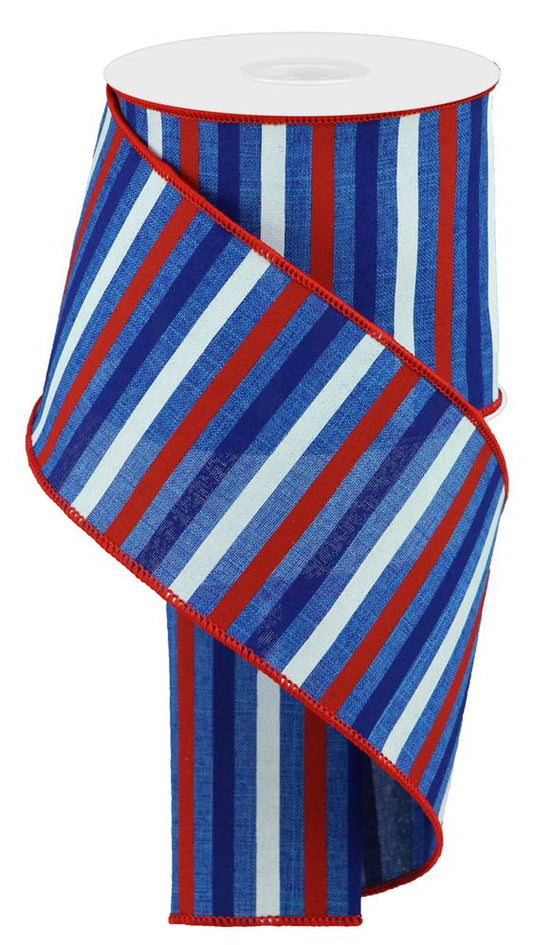 4"X10YD HORIZONTAL STRIPE ON ROYAL ROYAL BLUE/RED/BLUE/WHITE