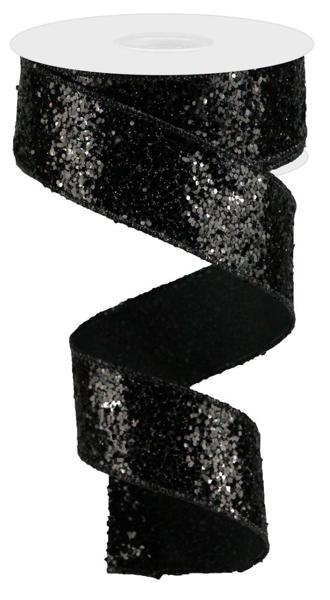 1.5"X10YD LARGE GLITTER-Black