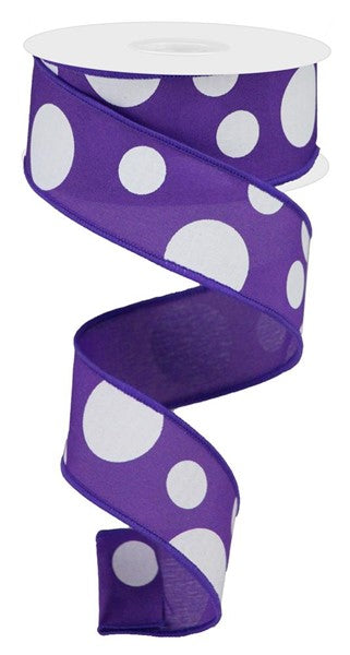 1.5"X10YD GIANT THREE SIZE DOT/PG Color: PURPLE/WHITE
