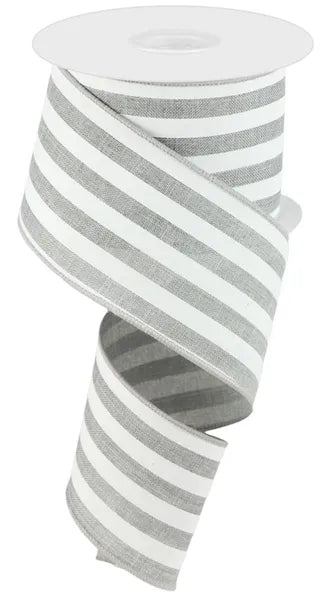 2.5"X10YD VERTICAL STRIPE LT GREY/WHITE - Burlap and Bling Decor