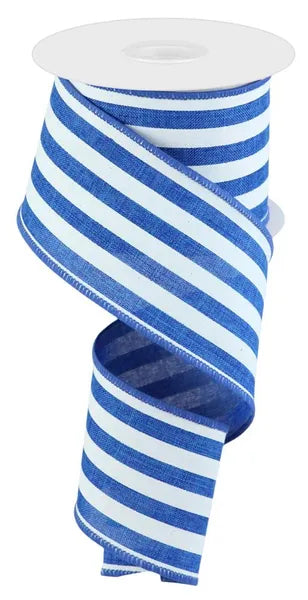 2.5"X10YD VERTICAL STRIPE ROYAL BLUE/WHITE - Burlap and Bling Decor