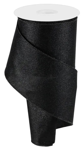 4"X10YD SHIMMER GLITTER BLACK WIRED RIBBON - Burlap and Bling Decor