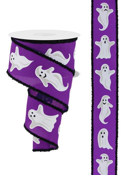 2.5"X10YD GHOSTS W/DRIFT PURPLE/WHITE/BLACK/GREY - Burlap and Bling Decor