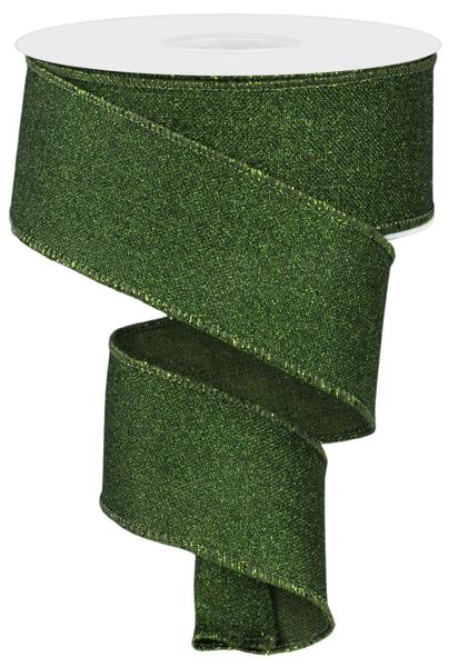 1.5"X10YD FINE GLITTER ON ROYAL MOSS GREEN