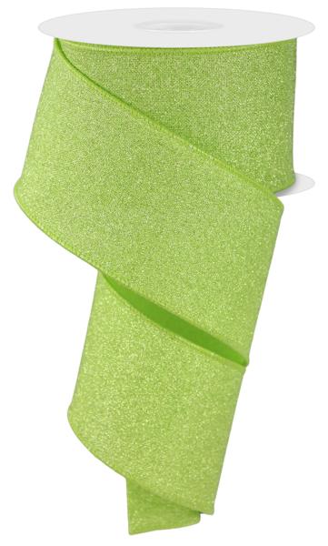 2.5"X10YD FINE GLITTER ON ROYAL BRIGHT GREEN - Burlap and Bling Decor
