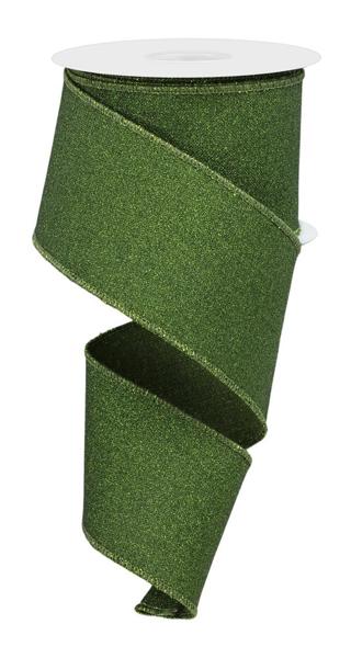 2.5"X10YD FINE GLITTER ON ROYAL-MOSS GREEN - Burlap and Bling Decor