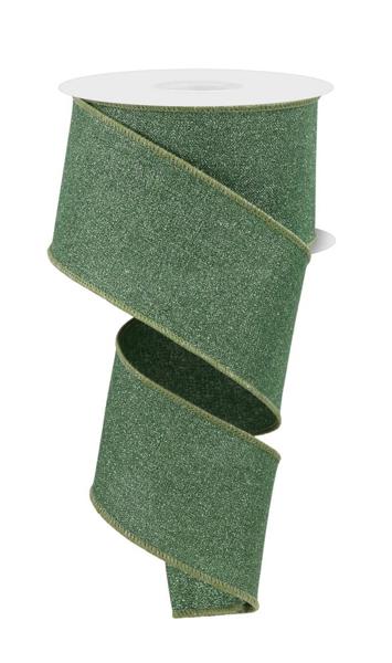 2.5"X10YD FINE GLITTER ON ROYAL SAGE GREEN - Burlap and Bling Decor
