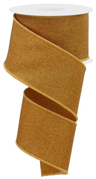 2.5"X10YD FINE GLITTER ON ROYAL MUSTARD - Burlap and Bling Decor
