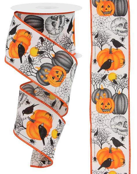 2.5"X10YD PUMPKIN/SKULL/TREE/CROW/SPIDER - Burlap and Bling Decor