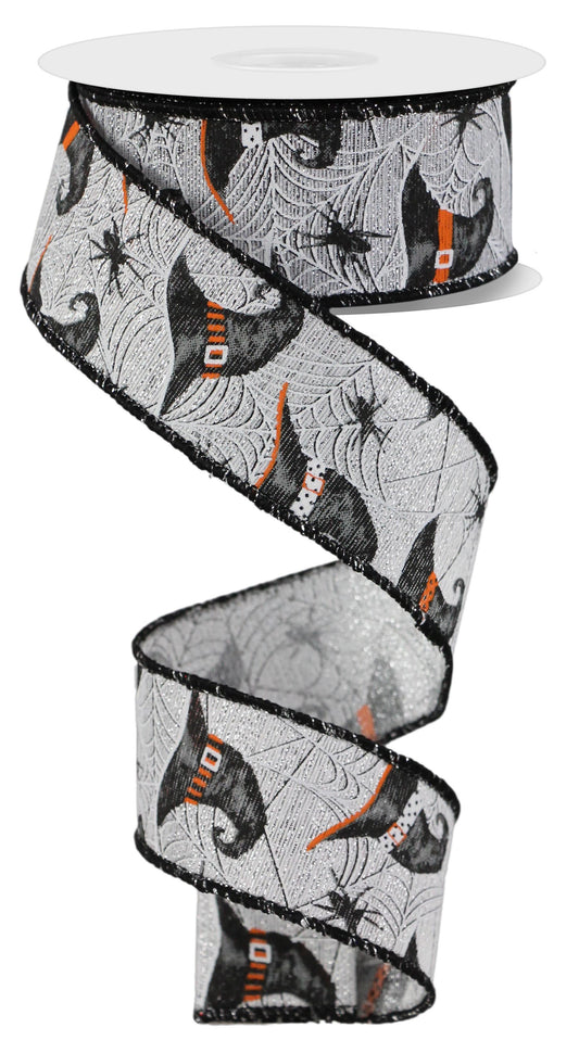 1.5"X10YD WITCH HATS AND SPIDERS SILVER/GREY/ORANGE