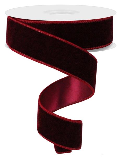 1.5"X10YD DELUXE VELVET/SATIN BACKING- Burgundy