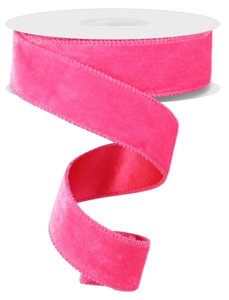 1.5"X10YD DELUXE VELVET/SATIN BACKING- Hot Pink