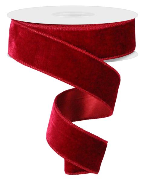 1.5"X10YD DELUXE VELVET/SATIN BACKING CRANBERRY - Burlap and Bling Decor