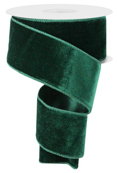 2.5"X10YD DELUXE VELVET/SATIN BACKING HUNTER GREEN