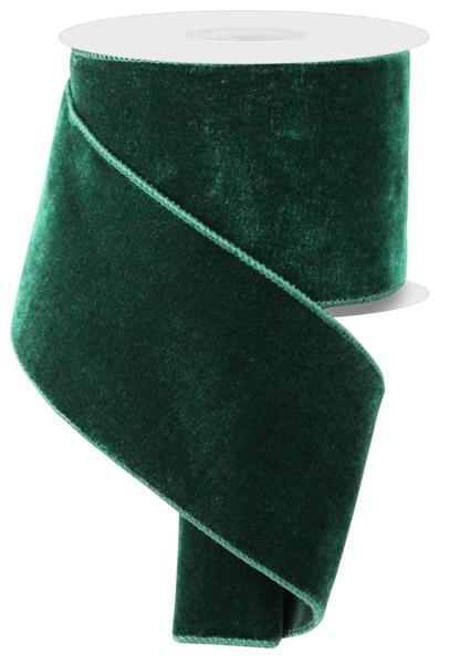 4"X10YD DELUXE VELVET/SATIN BACKING HUNTER GREEN