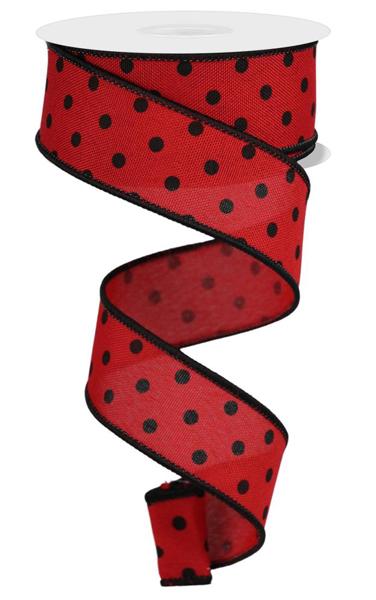 1.5"X10YD SMALL POLKA DOT Color: RED/BLACK