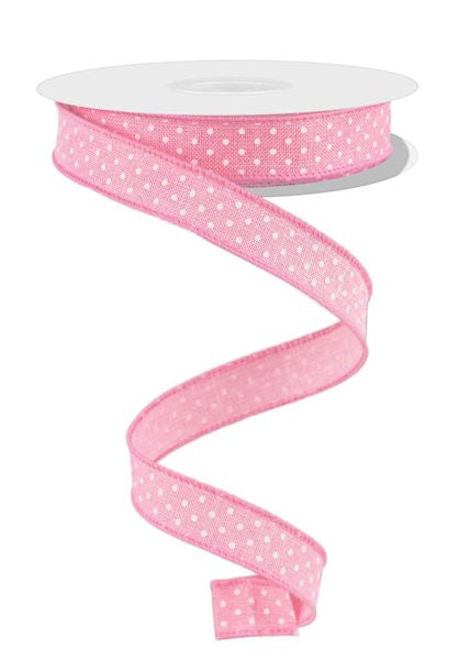 5/8"X10YD RAISED SWISS DOTS ON ROYAL LT PINK/WHITE