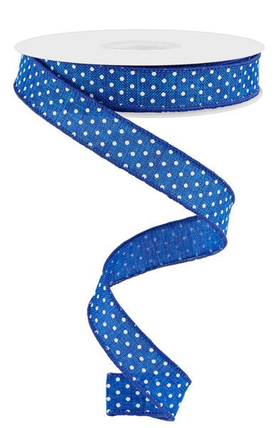 5/8"X10YD RAISED SWISS DOTS ON ROYAL ROYAL BLUE/WHITE - Burlap and Bling Decor