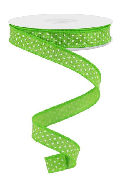 5/8"X10YD RAISED SWISS DOTS ON ROYAL Color: LIME GREEN/WHITE
