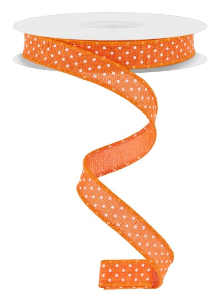 5/8"X10YD RAISED SWISS DOTS ON ROYAL NEW ORANGE/WHITE