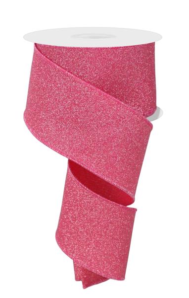 2.5"X10YD FINE GLITTER ON FAUX ROYAL FUSCHIA