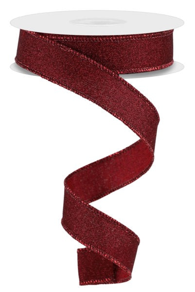 7/8"X10YD FINE GLITTER ON ROYAL BURGUNDY - Burlap and Bling Decor