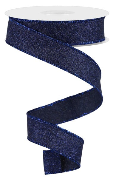 7/8"X10YD FINE GLITTER ON ROYAL NAVY BLUE - Burlap and Bling Decor
