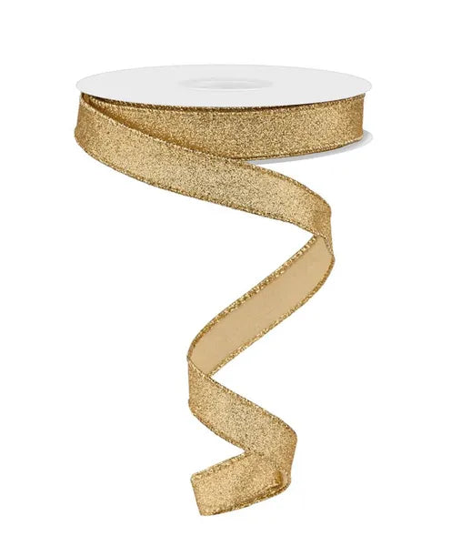 5/8"X10YD SHIMMER GLITTER GOLD WIRED RIBBON