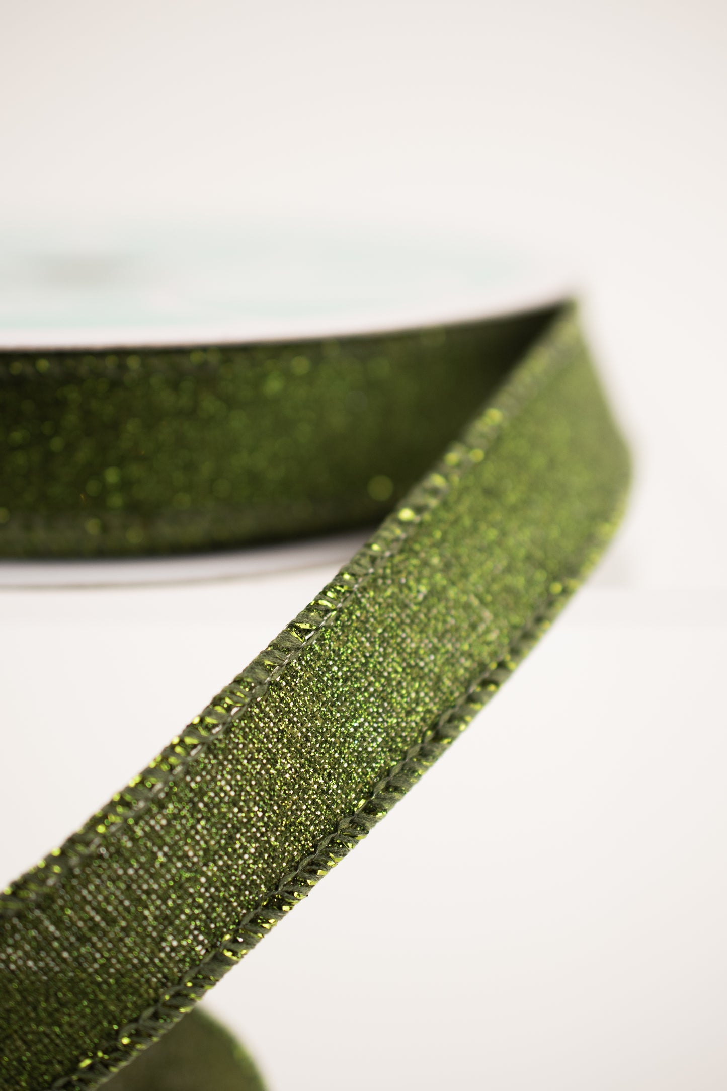 5/8"X10YD FINE GLITTER ON ROYAL Color: MOSS GREEN - Burlap and Bling Decor