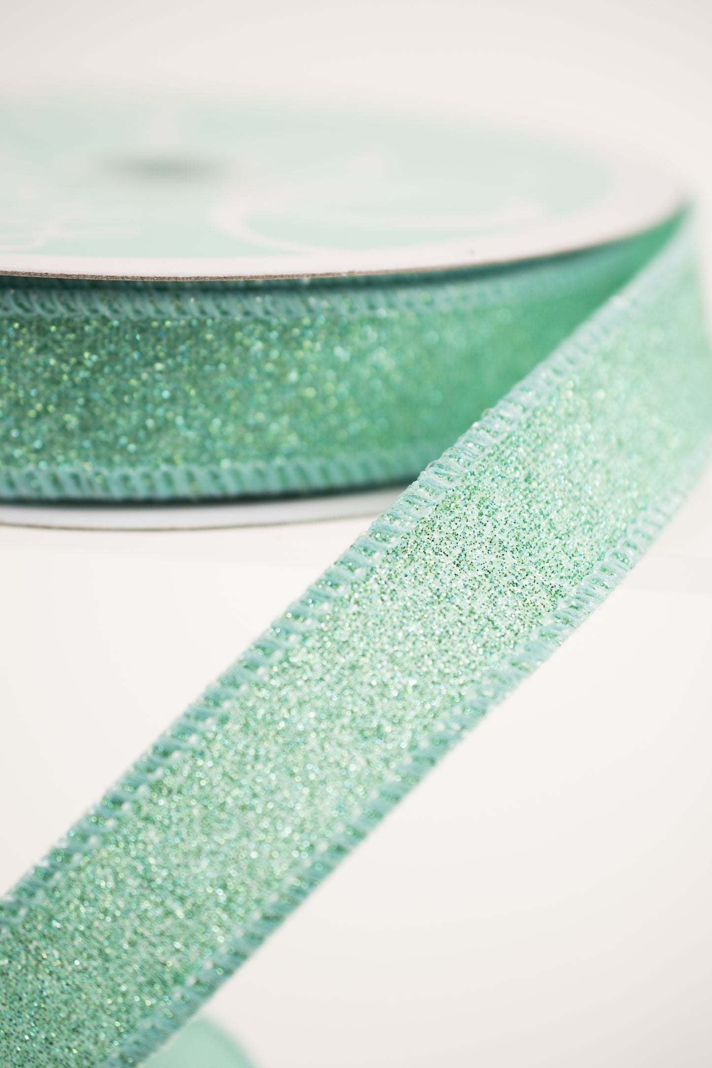 5/8"X10YD FINE GLITTER ON ROYAL Color: MINT - Burlap and Bling Decor