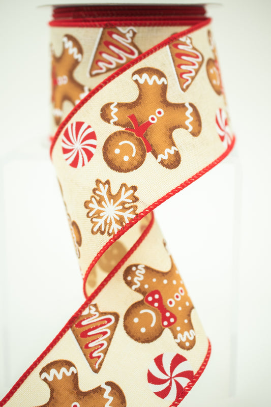 2.5"X10YD GINGERBREAD Color: CREAM/RED/BROWN