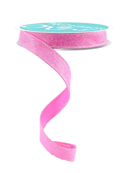 5/8"X10YD IRIDESCENT GLITTER ON SATIN PINK/IRIDESCENT - Burlap and Bling Decor